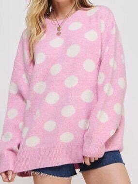 NWOT Polka Dot Soccer Ball Crew Neck Cozy Casual Pullover Sweater sz 1X/2X